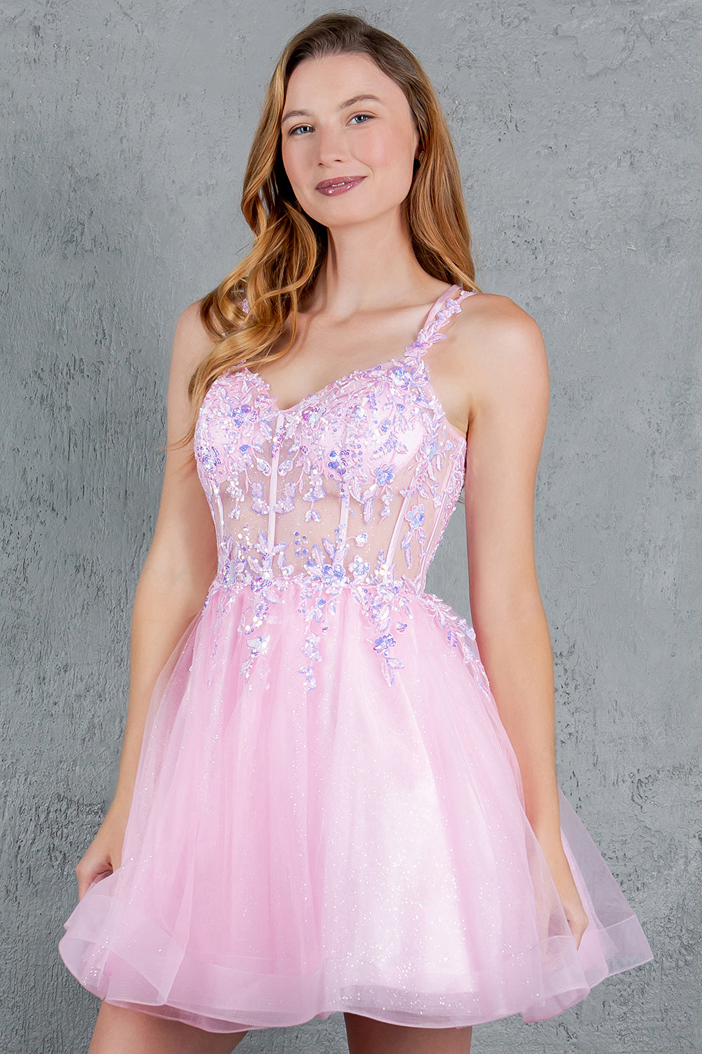 Sequin Plunging V-Neckline Short Party Dress by Cinderella Couture USA AS8305J