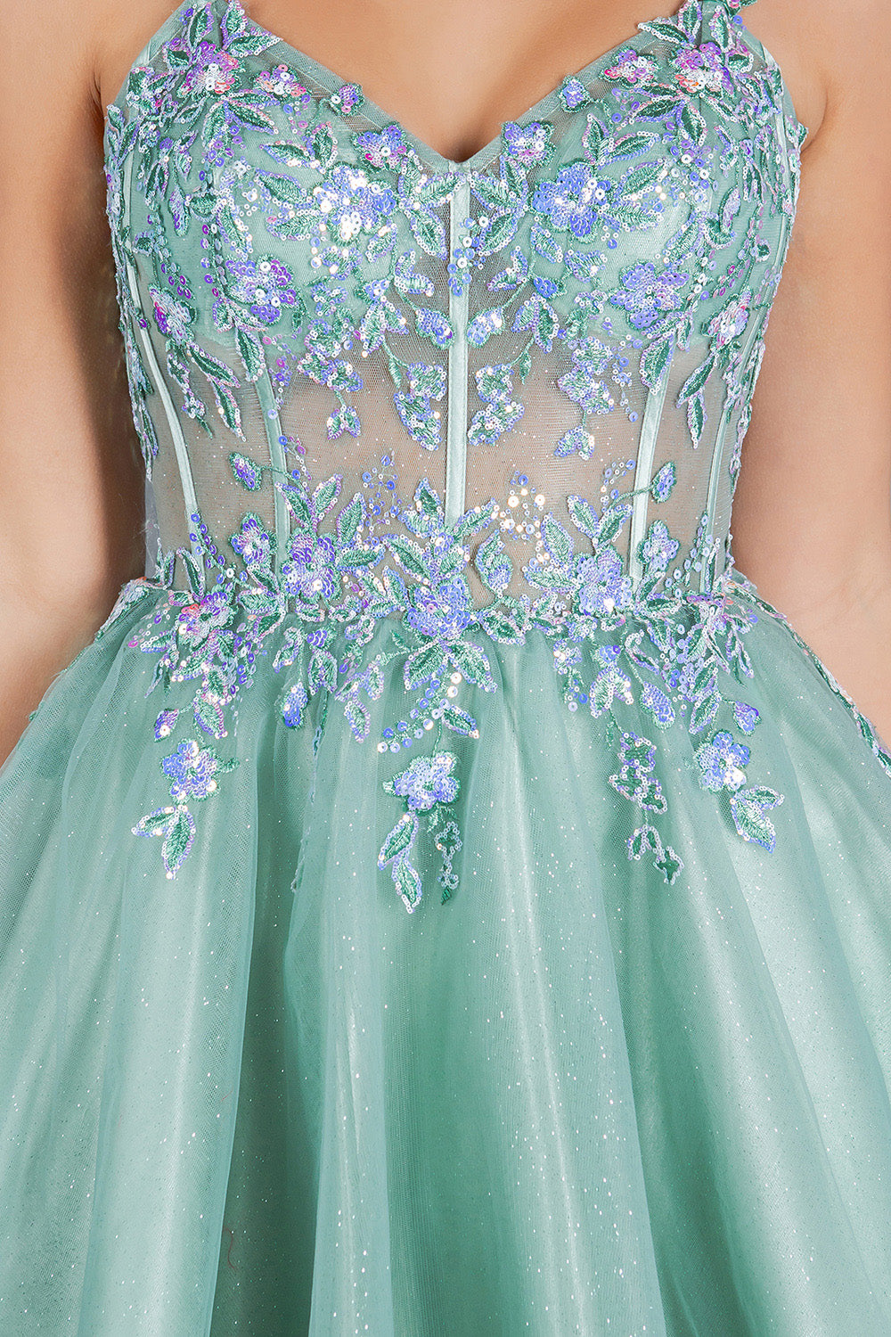 Sequin Plunging V-Neckline Short Party Dress by Cinderella Couture USA AS8305J