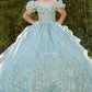 Super Long Off Shoulder Quinceanera Dress by Cinderella Couture USA AS8330J