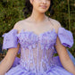 Beadwork Butterfly Sleeve Quinceanera Dress by Cinderella Couture USA AS8350J