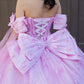 Beadwork Butterfly Sleeve Quinceanera Dress by Cinderella Couture USA AS8350J