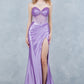 Stone Strapless Corset Slit Dress by Cinderella Couture USA AS8449J