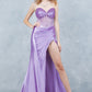 Stone Strapless Corset Slit Dress by Cinderella Couture USA AS8449J