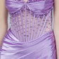 Stone Strapless Corset Slit Dress by Cinderella Couture USA AS8449J