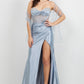 Stone Strapless Corset Slit Dress by Cinderella Couture USA AS8449J