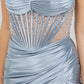 Stone Strapless Corset Slit Dress by Cinderella Couture USA AS8449J