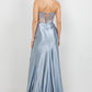 Stone Strapless Corset Slit Dress by Cinderella Couture USA AS8449J