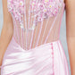 Floral Corset Drape Leg Slit Dress by Cinderella Couture USA AS8593J