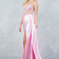 Floral Corset Drape Leg Slit Dress by Cinderella Couture USA AS8593J