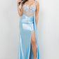 Floral Corset Drape Leg Slit Dress by Cinderella Couture USA AS8593J