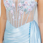 Floral Corset Drape Leg Slit Dress by Cinderella Couture USA AS8593J