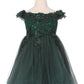 Off the Shoulder Floral Lace Tulle Girl Party Dress by Cinderella Couture USA AS9085