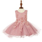 Pearl Beaded 3D Floral Applique Baby Dress by Cinderella Couture USA AS9109
