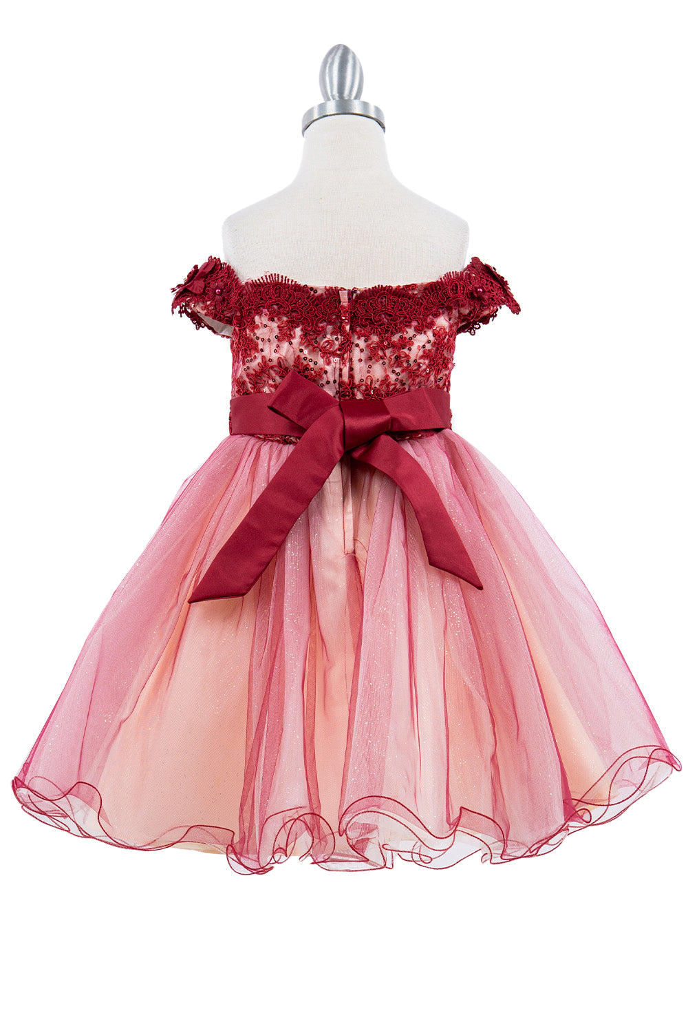 Off Shoulder Glitter Tulle Flower Girl Dress by Cinderella Couture USA AS9130