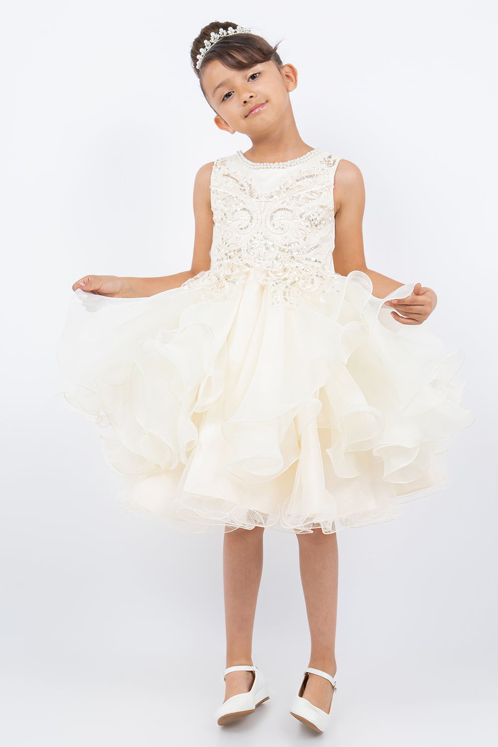 Sparkling Sequin Lace Tulle Flower Girl Dress by Cinderella Couture USA AS9152