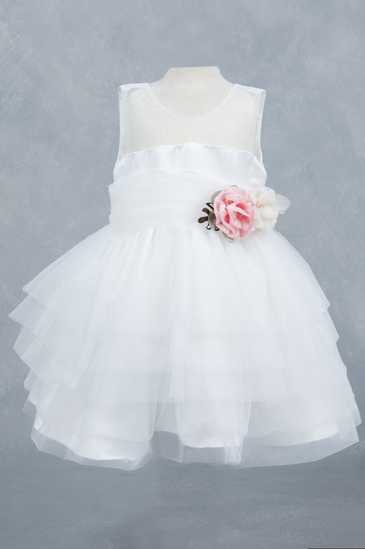 Sleeveless Layered Tulle Round Neck Girl Communion Dress by Cinderella Couture USA AS9175B