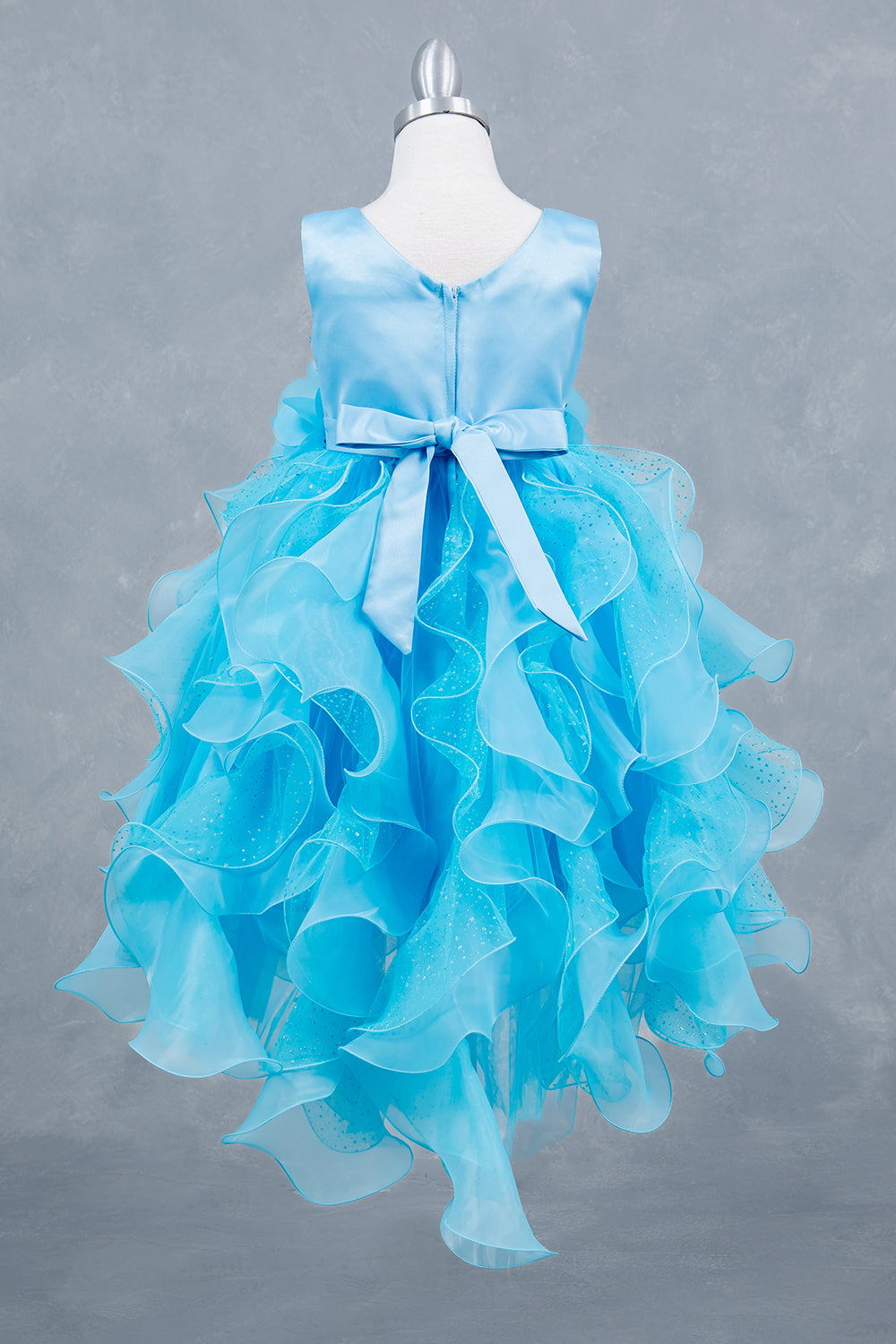Glitter Sleeveless Ruffled Girl Communion Dress by Cinderella Couture USA AS9179