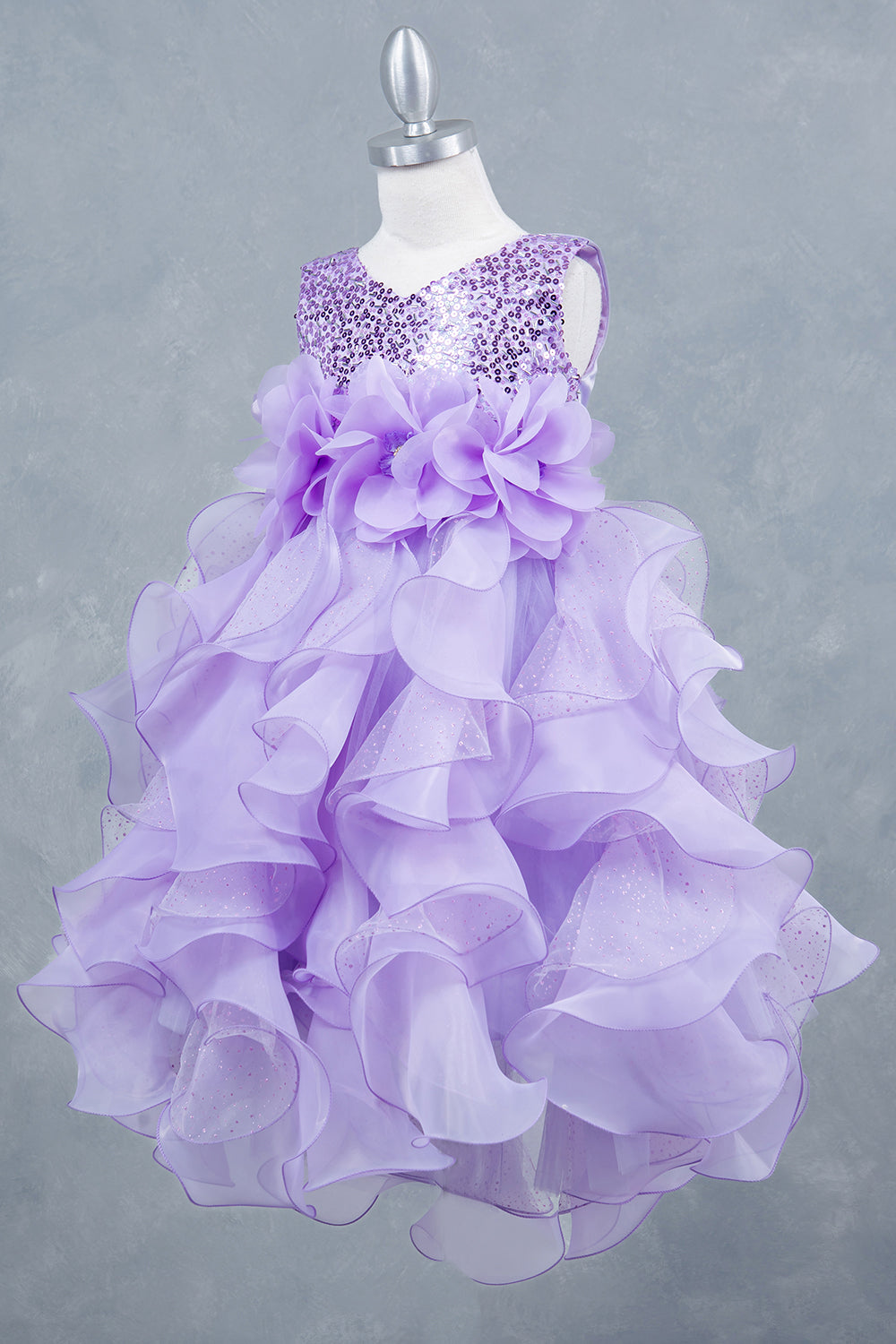 Glitter Sleeveless Ruffled Girl Communion Dress by Cinderella Couture USA AS9179