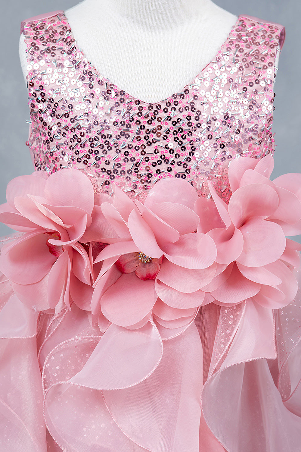 Glitter Sleeveless Ruffled Girl Communion Dress by Cinderella Couture USA AS9179