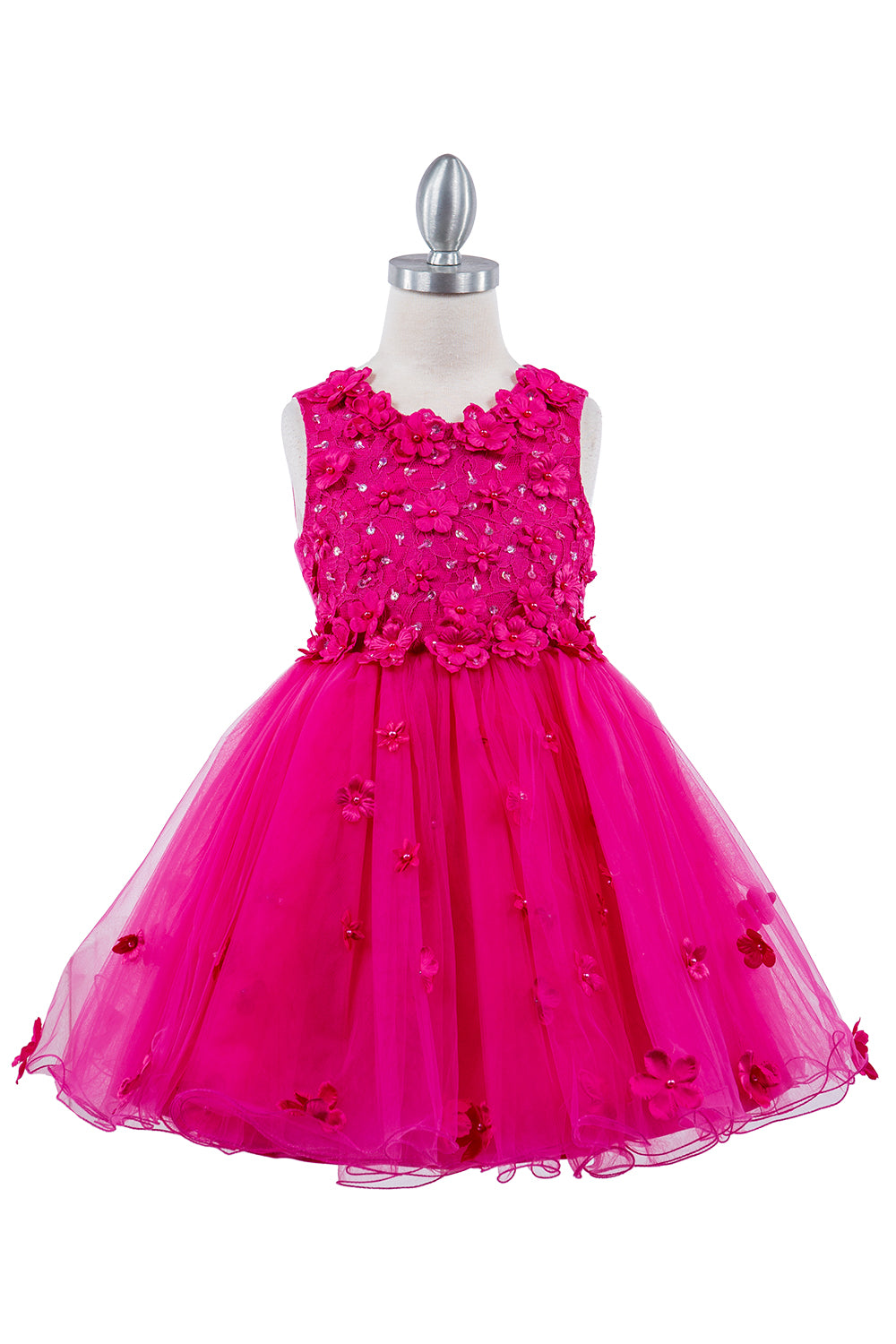 3D Floral Sleeveless Flower Girl Dress by Cinderella Couture USA AS9219