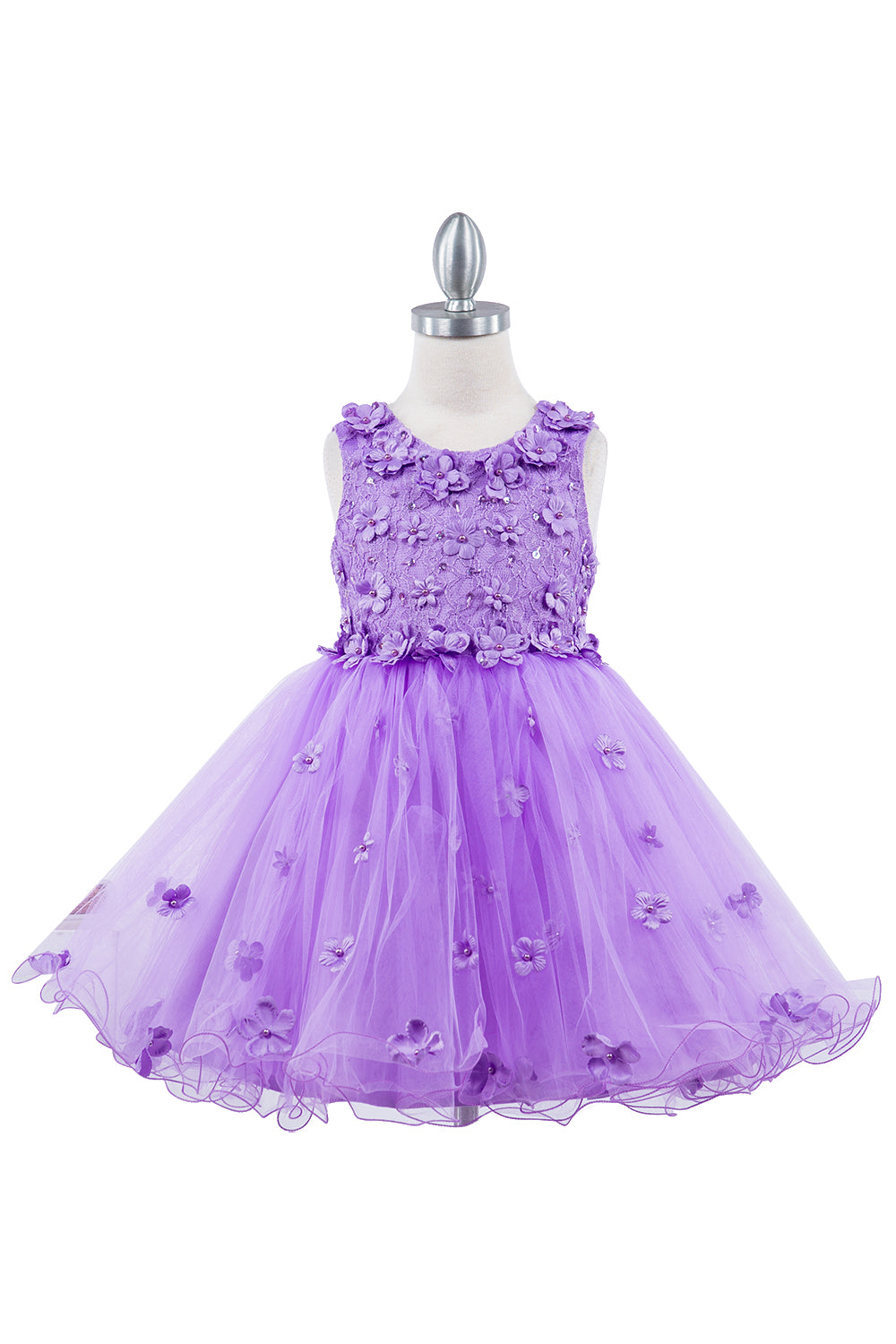 3D Floral Sleeveless Flower Girl Dress by Cinderella Couture USA AS9219