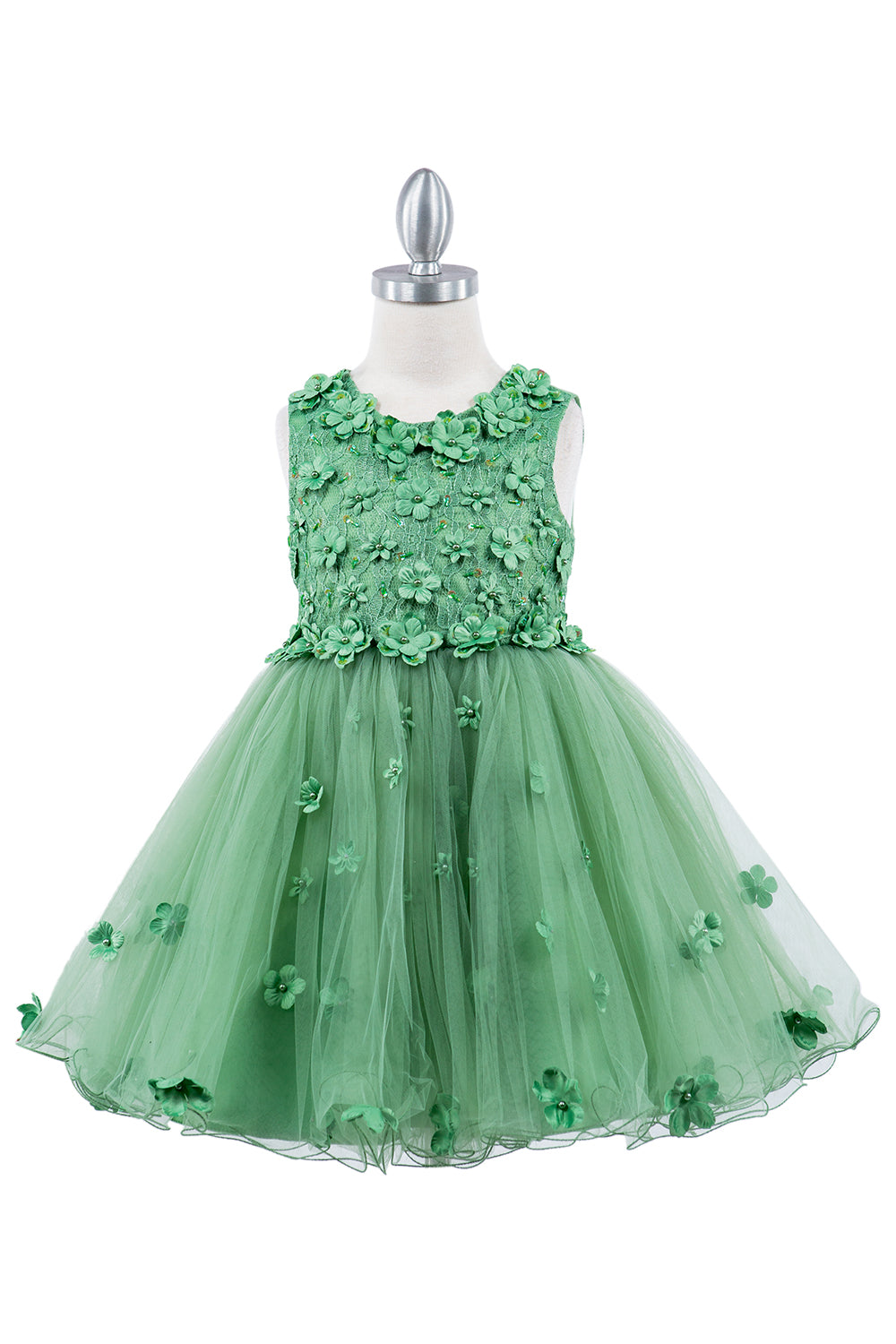 3D Floral Sleeveless Flower Girl Dress by Cinderella Couture USA AS9219