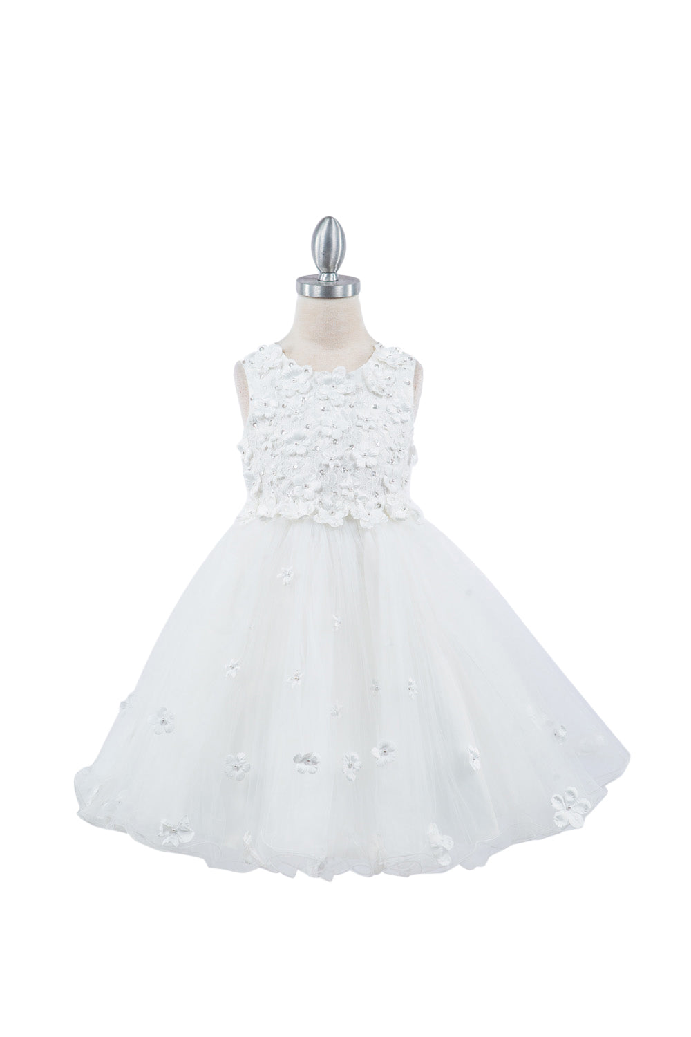 3D Floral Sleeveless Flower Girl Dress by Cinderella Couture USA AS9219