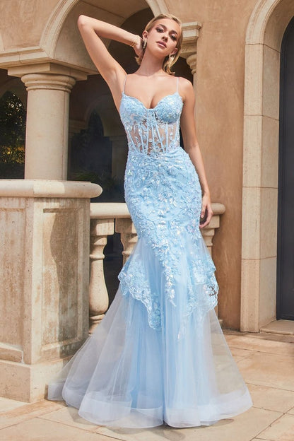 Lace & Tulle Mermaid Gown by Cinderella Divine 9316 - Special Occasion