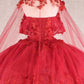 Glitter 3-D Flower Off Shoulder Quinceanera Dress by Elizabeth K - GL3179