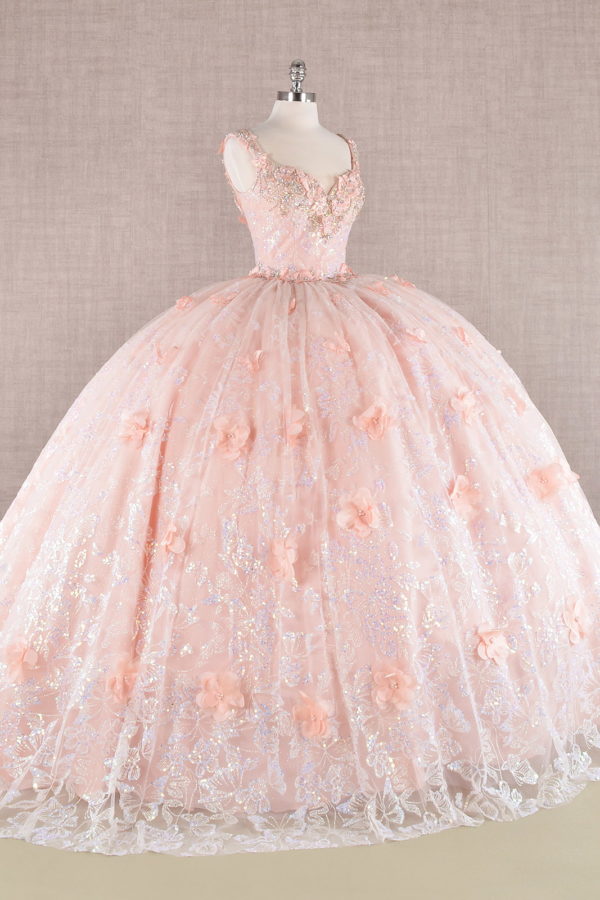 Butterfly Sequin Sweetheart Neckline Quinceanera Dress by Elizabeth K - GL3183