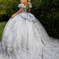 Embellished Glitter Cut-Away Shoulder Quinceanera Dress by GLS by Gloria - GL3519