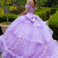 3D Flower Applique V-Neckline Quinceanera Dress by GLS by Gloria - GL3520