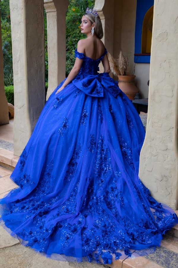 Embroidery Off Shoulder Corset Glitter Quinceanera Dress by GLS by Gloria - GL3521