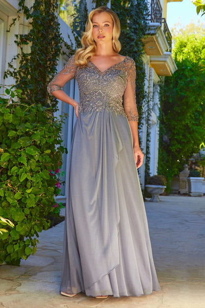 Embellished 3/4 Sleeve A-Line Women Formal Dress by Elizabeth K - GL3574 - Special Occasion/Curves