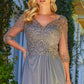 Embellished 3/4 Sleeve A-Line Women Formal Dress by Elizabeth K - GL3574 - Special Occasion/Curves