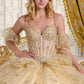 Glitter Cut-Away Shoulder Quinceanera Dress by Elizabeth K - GL3646
