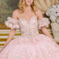 Embroidery Off Shoulder Sequin Quinceanera Dress by Elizabeth K - GL3650