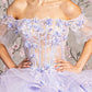 3-D Flower Applique Straight Across Neckline Quinceanera Dress by Elizabeth K - GL3180