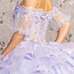 3-D Flower Applique Straight Across Neckline Quinceanera Dress by Elizabeth K - GL3180