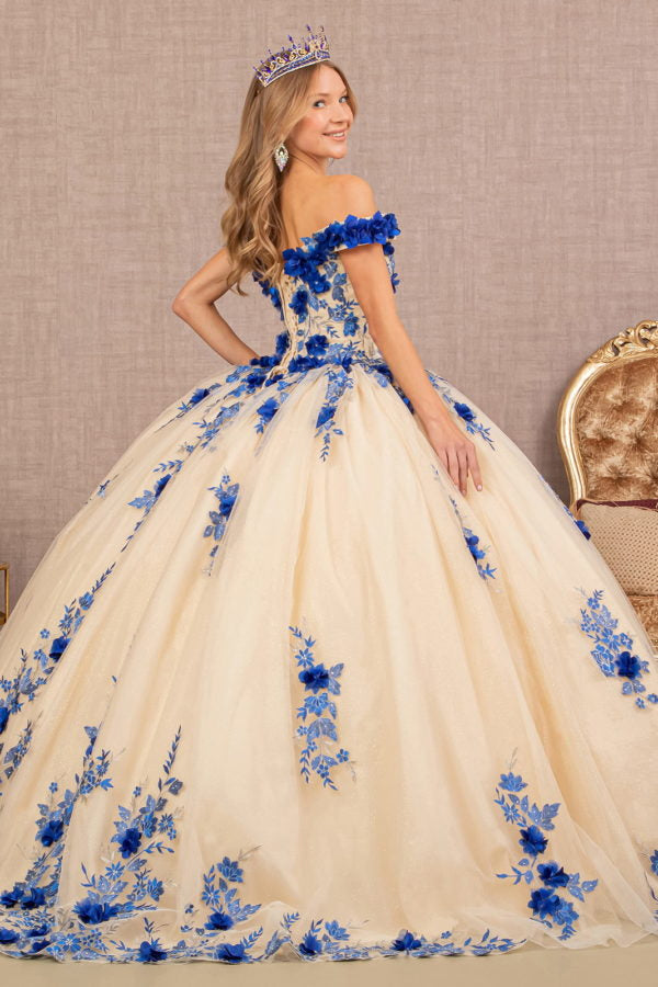 3-D Embroidery Off Shoulder Quinceanera Dress by GLS by Gloria - GL3105