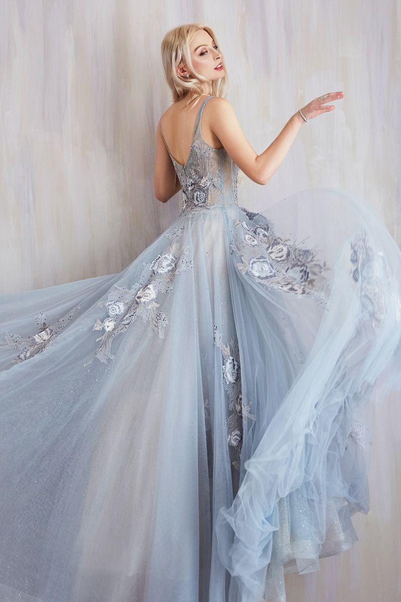 Floral Lace Beaded Tulle Ballgown by Andrea & Leo Couture A0893 Lilian Gown- Special Occasion