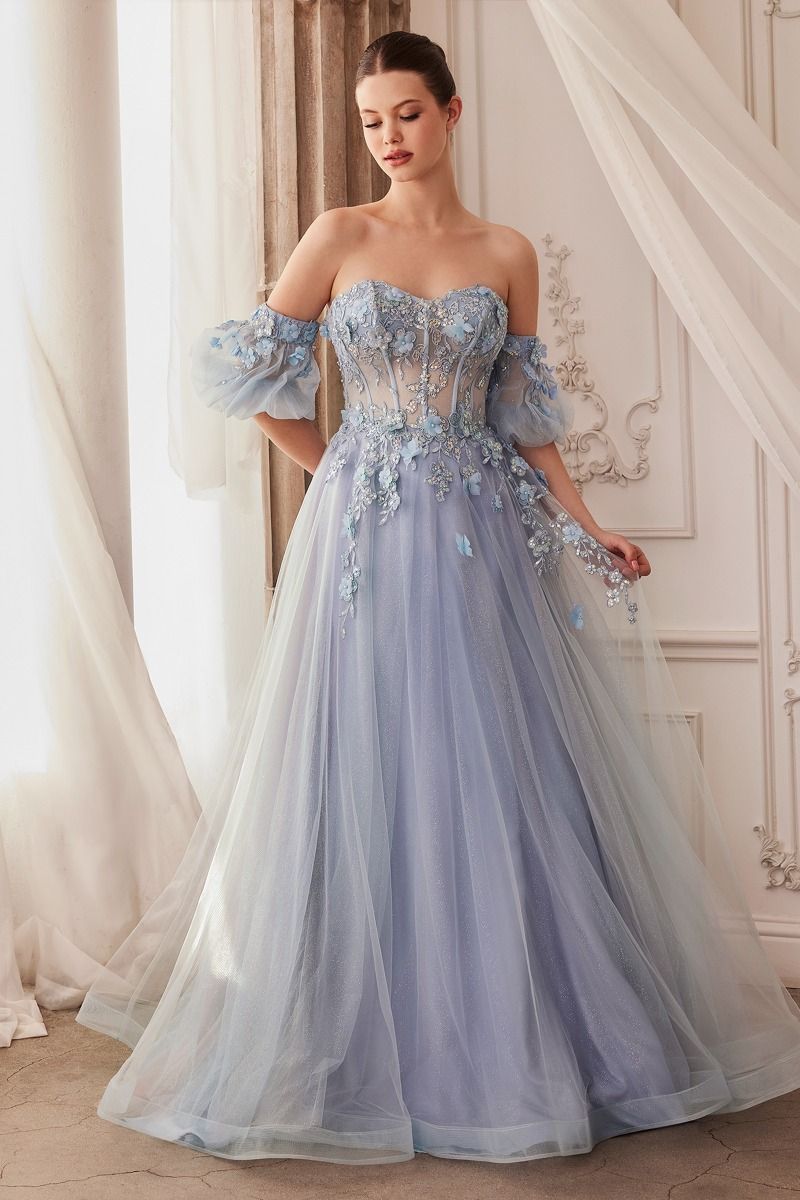 Floral Strapless Ball Gown by Andrea & Leo Couture A1108 Penelope Gown - Special Occasion