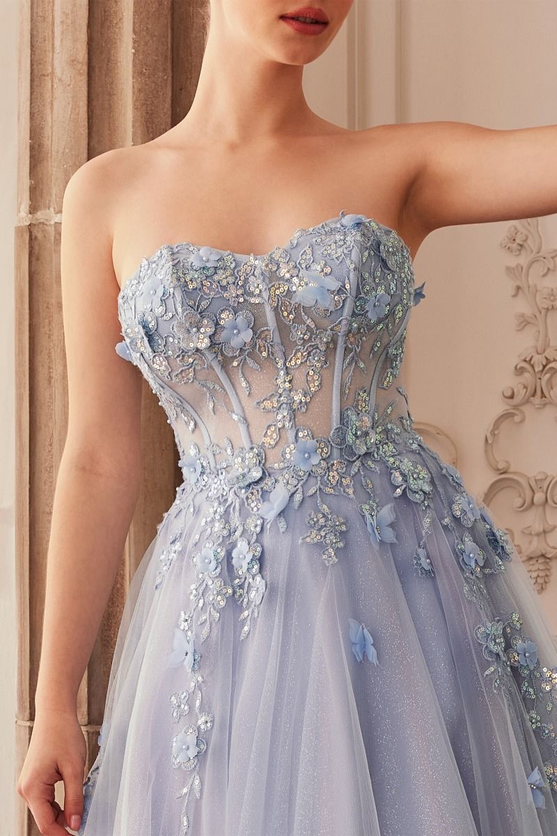 Floral Strapless Ball Gown by Andrea & Leo Couture A1108 Penelope Gown - Special Occasion