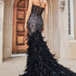 Fitted Feather Mermaid Gown by Andrea & Leo Couture A1116 - Special Occasion