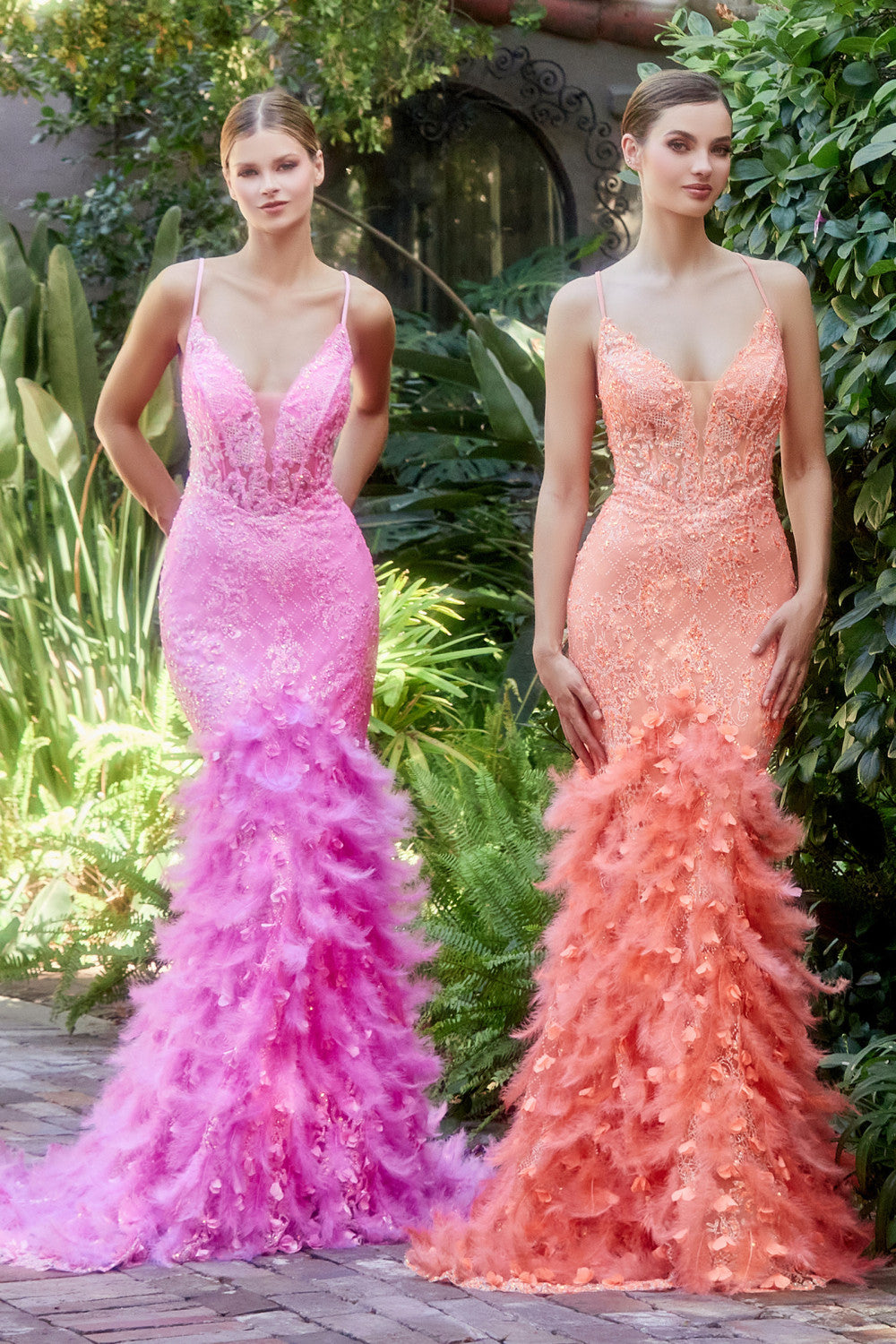 Fitted Feather Mermaid Gown by Andrea & Leo Couture A1116 - Special Occasion