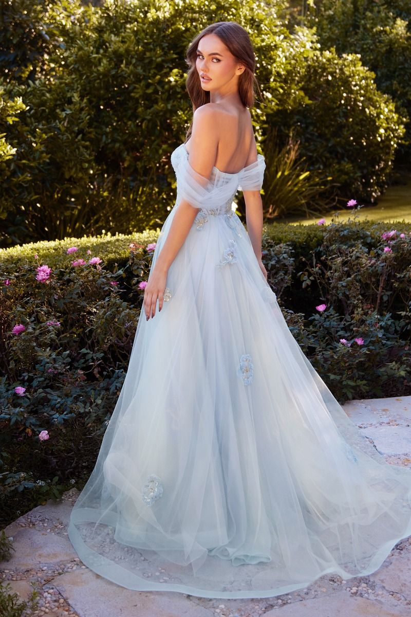 Off The Shoulder Floral Formal Evening Gown by Andrea & Leo Couture - A1246 - Special Occasion