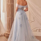 Off The Shoulder Floral Formal Evening Gown by Andrea & Leo Couture - A1246 - Special Occasion