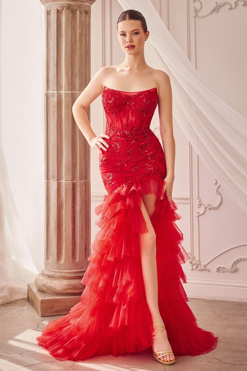 Strapless Lace & Tulle Mermaid Formal Evening Gown by Andrea & Leo Couture - A1255 - Special Occasion