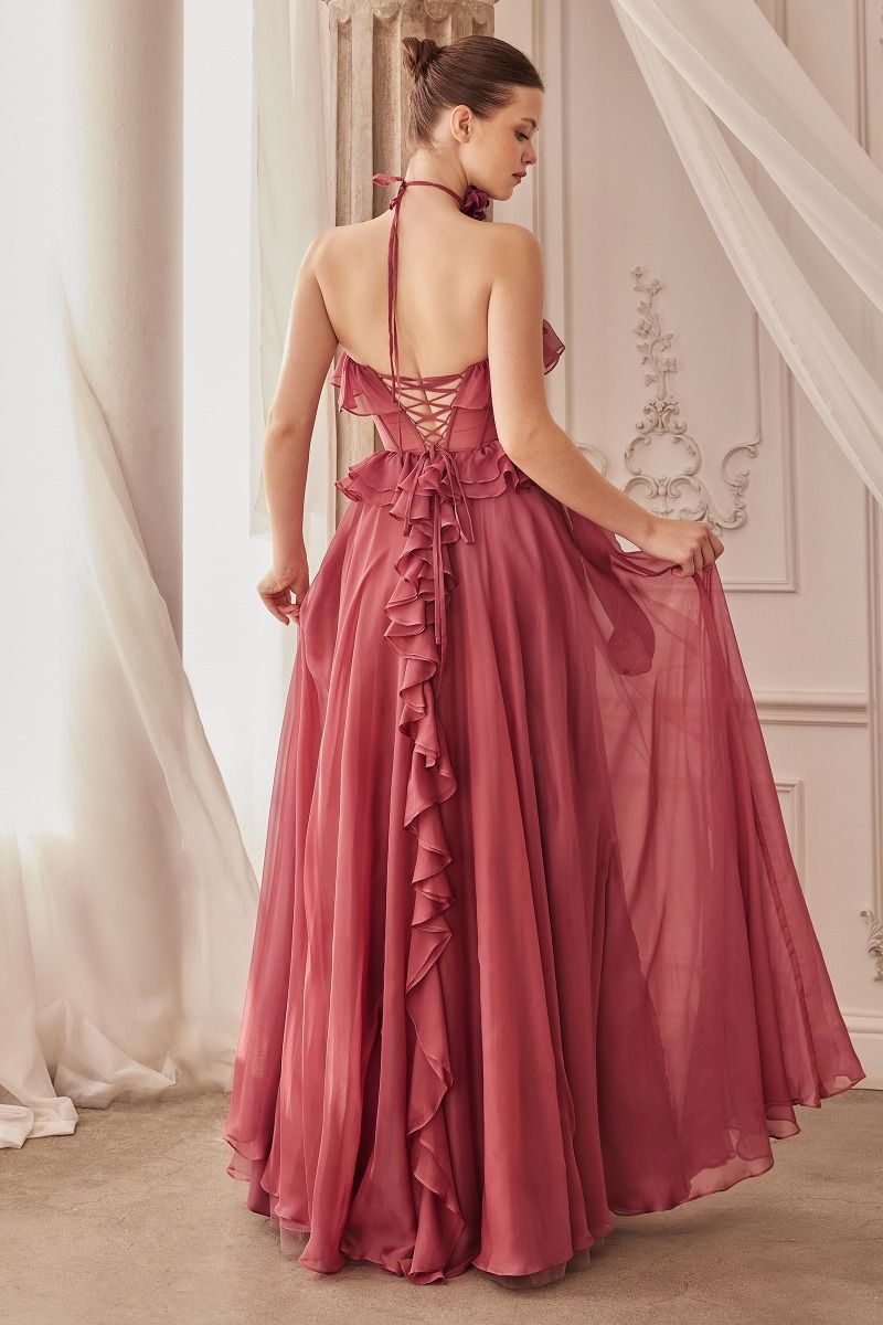 Strapless Chiffon Ruffle A-Line Formal Evening Gown by Andrea & Leo Couture - A1341 - Special Occasion