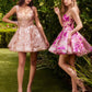 Sequin Floral Print A-line Short Cocktail Dress by Andrea & Leo Couture - A1347 Wren Dress - Short